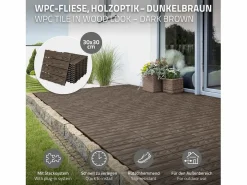 ECD Germany Baldosas para exterior de WPC marrón oscuro 30x30cm efecto madera 33 Piezas para 3m² con sistema clic, losas para terraza, balcón o patio^ML-DESIGN Hot