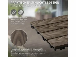 ECD Germany Baldosas para exterior de WPC marrón oscuro 30x30cm efecto madera 33 Piezas para 3m² con sistema clic, losas para terraza, balcón o patio^ML-DESIGN Hot