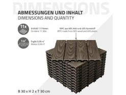 ECD Germany Baldosas para exterior de WPC marrón oscuro 30x30cm efecto madera 33 Piezas para 3m² con sistema clic, losas para terraza, balcón o patio^ML-DESIGN Hot