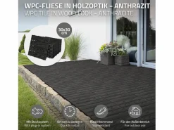 ECD Germany Baldosas para exterior de WPC antracita 30x30cm efecto madera 11 piezas para 1m² con sistema clic, losas para terraza, balcón o patio^ML-DESIGN Sale
