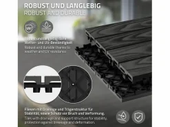 ECD Germany Baldosas para exterior de WPC antracita 30x30cm efecto madera 11 piezas para 1m² con sistema clic, losas para terraza, balcón o patio^ML-DESIGN Sale