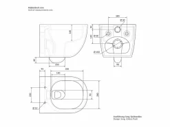 ECD Germany Inodoro suspendido sin borde de cerámica , revestimiento Nano, inodoro suspendido de pared de 52 cm de largo, con asiento Softclose^LuxeBath Outlet