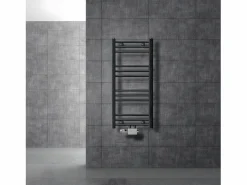 Radiador de baño Calentador de Toallas Radiador 400 x 800 mm Antracita Recto con conexión Central Radiador Secadora Incl. Termostato con paso universal^ECD Germany Hot