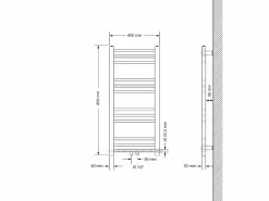 ECD Germany Toallero Eléctrico|Radiador de baño Calentador de Toallas Radiador 400 x 800 mm Antracita Recto con conexión Central Radiador Secadora Incl. Termostato con paso al suelo