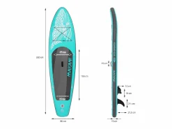 Tabla hinchable de paddle surf SUP Makani 320 x 80 x 15 cm de PVC turquesa hasta 120kg con bomba de aire, bolsa de transporte y accesorios^ECD Germany Outlet