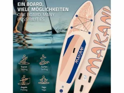 ECD Germany Tabla hinchable de paddle surf SUP Makani 320 x 80 x 15 cm de PVC color albaricoque con bomba de aire, bolsa de transporte y accesorios Naranja claro Online