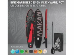ECD Germany Deportes Náuticos|Tabla hinchable de paddle surf SUP Makani 320 x 80 x 15 cm de PVC -rojo hasta 120kg, bomba de aire, bolsa de transporte y accesorios