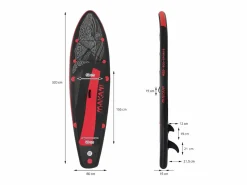 ECD Germany Deportes Náuticos|Tabla hinchable de paddle surf SUP Makani 320 x 80 x 15 cm de PVC -rojo hasta 120kg, bomba de aire, bolsa de transporte y accesorios
