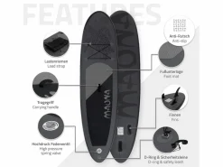 ECD Germany Deportes Náuticos|Tabla hinchable de paddle surf SUP Maona 308 x 78 x 10 cm de PVC hasta 120kg con bomba de aire, bolsa de transporte y accesorios