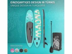 Tabla hinchable de paddle surf SUP Maona 308 x 78 x 10 cm de PVC turquesa hasta 120kg con bomba de aire, bolsa de transporte y accesorios^ECD Germany Sale