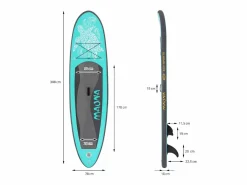 Tabla hinchable de paddle surf SUP Maona 308 x 78 x 10 cm de PVC turquesa hasta 120kg con bomba de aire, bolsa de transporte y accesorios^ECD Germany Sale