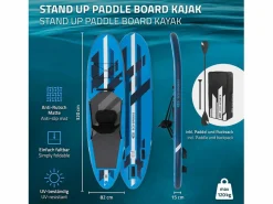 Tabla hinchable de paddle surf SUP 320x82x15 cm PVC hasta 120kg con asiento de kayak, bomba de aire, bolsa de transporte y accesorios^ECD Germany Clearance