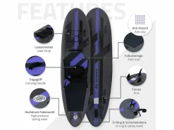 Tabla hinchable de paddle surf SUP 320x82x15cm PVC hasta 120kg con asiento de kayak, bomba de aire, bolsa de transporte y accesorios^ECD Germany Online