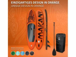 ECD Germany Deportes Náuticos|Tabla hinchable de paddle surf SUP Makani 320 x 80 x 15 cm de PVC hasta 120kg con bomba de aire, bolsa de transporte y accesorios