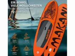 ECD Germany Deportes Náuticos|Tabla hinchable de paddle surf SUP Makani 320 x 80 x 15 cm de PVC hasta 120kg con bomba de aire, bolsa de transporte y accesorios