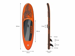 ECD Germany Deportes Náuticos|Tabla hinchable de paddle surf SUP Makani 320 x 80 x 15 cm de PVC hasta 120kg con bomba de aire, bolsa de transporte y accesorios