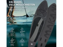 ECD Germany Tabla hinchable de paddle surf SUP Makani 320 x 80 x 15 cm de PVC hasta 120kg con bomba de aire, bolsa de transporte y accesorios Negro Best
