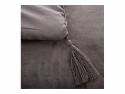 Atmosphera Edredón de terciopelo con borlas 80 x 180 cm Gris
