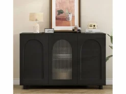 Elegante y discreto aparador en forma de U - 120 x 40 x 78,5 cm - con puerta de cristal - ideal para cualquier espacio - MDF -^Merax Hot