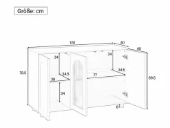 Elegante y discreto aparador en forma de U - 120 x 40 x 78,5 cm - con puerta de cristal - ideal para cualquier espacio - MDF -^Merax Hot