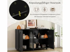 Elegante y discreto aparador en forma de U - 120 x 40 x 78,5 cm - con puerta de cristal - ideal para cualquier espacio - MDF -^Merax Hot