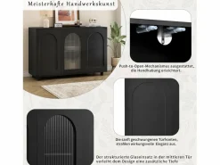 Elegante y discreto aparador en forma de U - 120 x 40 x 78,5 cm - con puerta de cristal - ideal para cualquier espacio - MDF -^Merax Hot