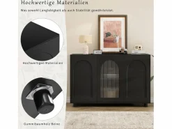 Elegante y discreto aparador en forma de U - 120 x 40 x 78,5 cm - con puerta de cristal - ideal para cualquier espacio - MDF -^Merax Hot