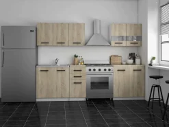TOPESHOP ELIF - Cocina completa modular + lineal L - 200cm 6 pzs - encimera incluida - juego de muebles de cocina Color natural claro New