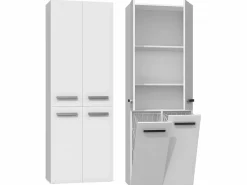TOPESHOP ELLOS | Mueble de baño con dos cestas | Tiradores minimalistas | Dimensiones: 174x60x30 | columna de almacenamiento Blanco Hot