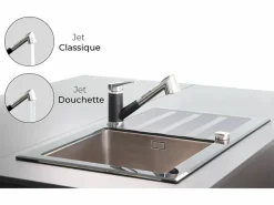 Essebagno Embla grifo mezclador para fregadero cromado con ducha extraíble Negro Best