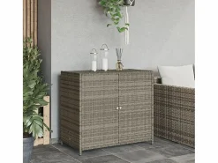 Garden Furniture Emma Louise Armario de almacenaje de jardín ratán PE 83x45x76 cm Gris Best