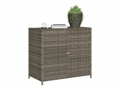 Garden Furniture Emma Louise Armario de almacenaje de jardín ratán PE 83x45x76 cm Gris Best