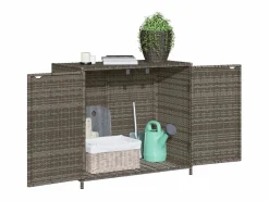 Garden Furniture Emma Louise Armario de almacenaje de jardín ratán PE 83x45x76 cm Gris Best