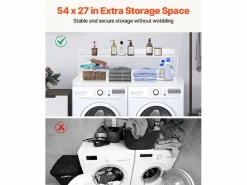 Encimera de Lavadora-Secadora SucceBuy, 137x69 CM con Estante de 2 Niveles con Almohadillas Antideslizantes y Funda de Protección para Ropa Resistente al Agua Blanco Sale