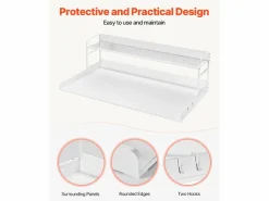 Encimera de Lavadora-Secadora SucceBuy, 137x69 CM con Estante de 2 Niveles con Almohadillas Antideslizantes y Funda de Protección para Ropa Resistente al Agua Blanco Sale