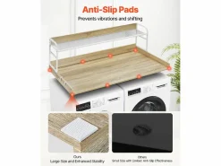 Mueble Para Lavadora|Encimera de Lavadora-Secadora SucceBuy con Estante 137x69 CM Cubierta de Lavadora-Secadora en Madera Roble