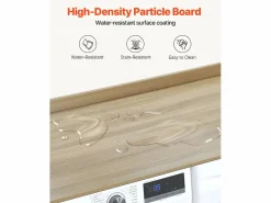 Encimera de Lavadora-Secadora SucceBuy de Madera 137x69 CM, de Madera, Resistente al Agua con Almohadillas Antideslizantes, para Organización de Lavado Marru00f3n Discount