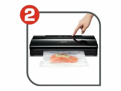 Tefal Pequeño Electrodoméstico|Envasadora al vacío Vacupack Classic VT254070 negra con 18 bolsas, funciones automáticas de vacío y sellado, 110W