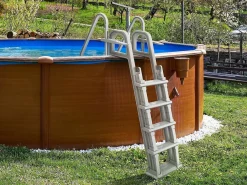 Habitat et jardin Escalera doble de piscina "Mario" con sistema de seguridad para niños Blanco Discount