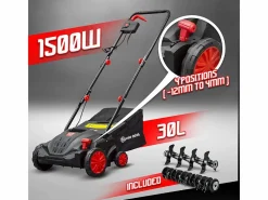 ELEM GARDEN TECHNIC Escarificador y Desmossurador Eléctrico 1500W - 32cm con Ajuste de Altura y Bolsa de Recogida Negro Clearance