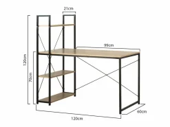 Calicosy Escritorio Tradicional|Escritorio 120 cm con 4 baldas estilo industrial