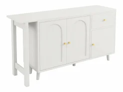 ModernLuxe Escritorio 2 en 1 120×40×74,5 cm - Giratorio 360° - 3 puertas y 1 cajón - Certificado FSC - Blanco