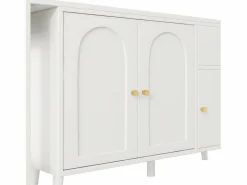 ModernLuxe Escritorio 2 en 1 120×40×74,5 cm - Giratorio 360° - 3 puertas y 1 cajón - Certificado FSC - Blanco