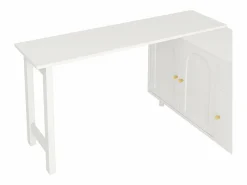 ModernLuxe Escritorio 2 en 1 120×40×74,5 cm - Giratorio 360° - 3 puertas y 1 cajón - Certificado FSC - Blanco
