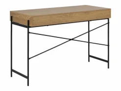 ebuy24 Consola Escritorio|Escritorio Angus con 1 puerta corredera decoración roble.