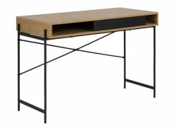 ebuy24 Consola Escritorio|Escritorio Angus con 1 puerta corredera decoración roble.