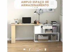 Homcom Escritorio Secreter|Escritorio Aventa multiposición 360º /natural 74,5x120x110 cm