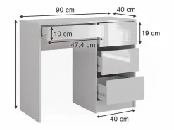 Vicco Escritorio alto brillo 90x40x75 sherry Blanco New