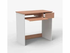 Escritorio compacto de 80 cm para despacho y teletrabajo color blanco y madera Madrid Multicolor Online