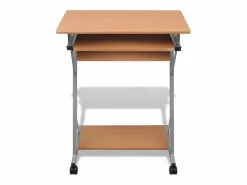 Clicnbuy Mesa De Ordenador|Escritorio compacto de ordenador con bandeja de teclado marrón